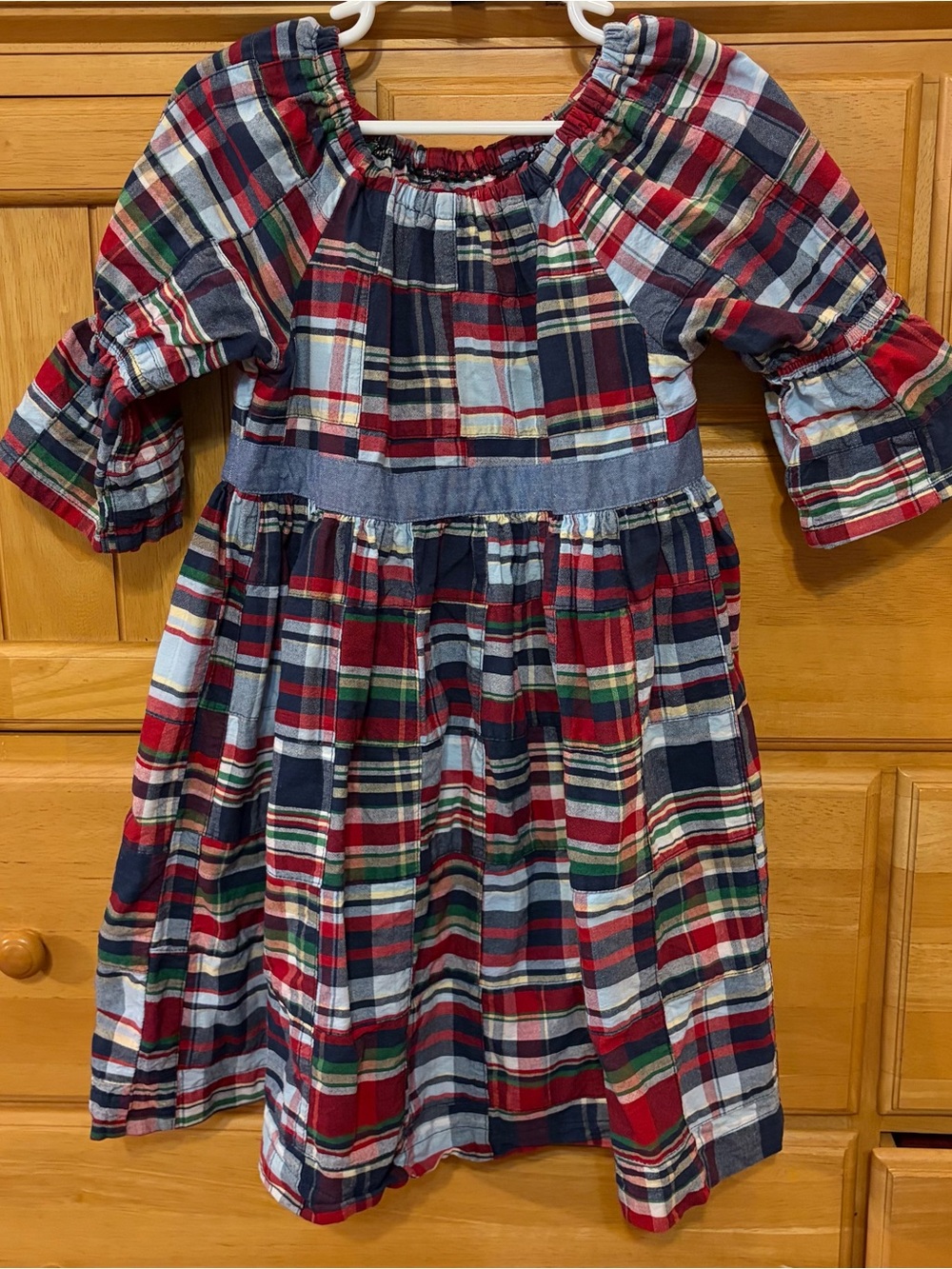 Vintage Kelly's Kids Girls' Patchwork Plaid Madras Dress Size 6-7